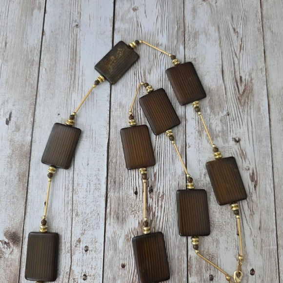 Women's Bamboo Necklace Brown and Gold - Picture 3 of 4